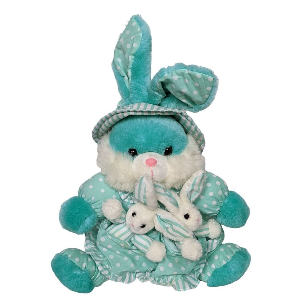 Dan Dee Easter Bunny Rabbit Teal Dress Stuffed Animal 16 Inch